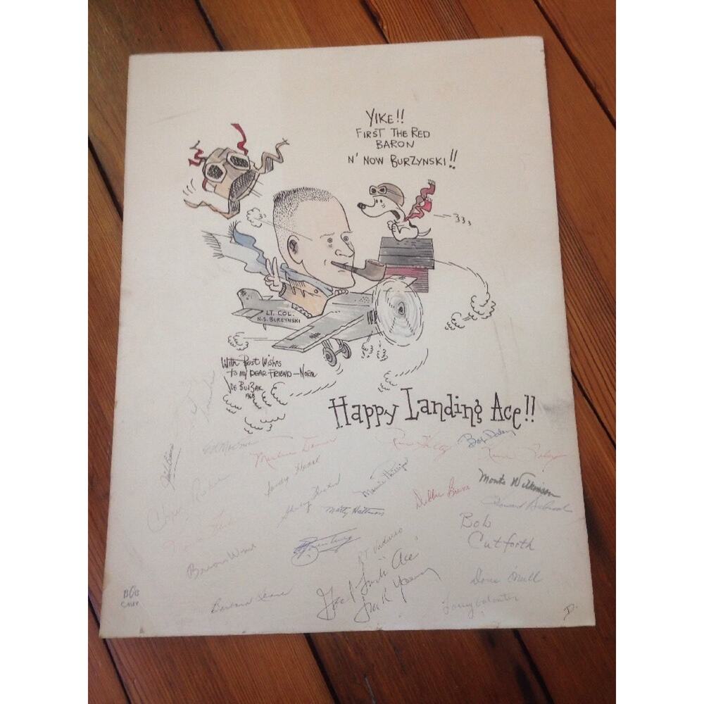 Happy Landings Ace NORMAN STEPHEN BURZYNSKI Colonel Pentagon Air Force Drawing